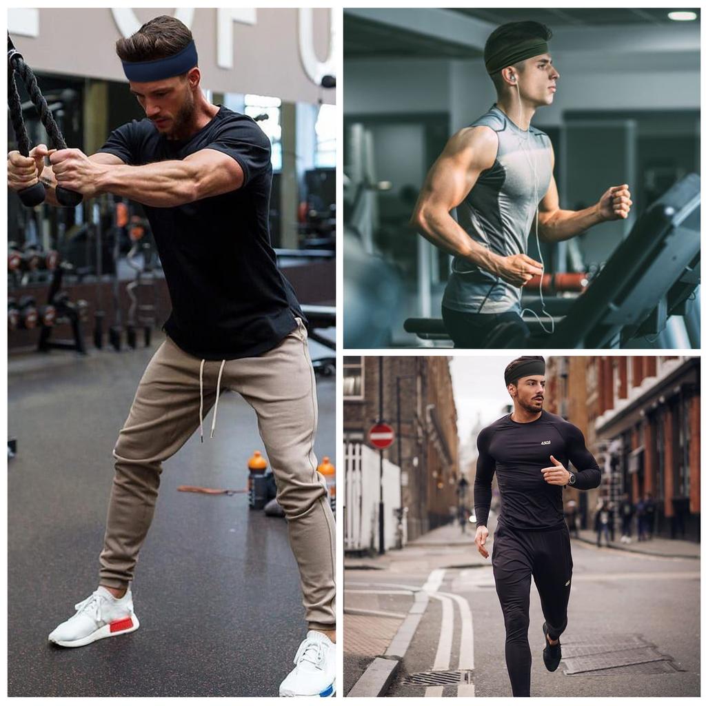 4/5 Stück Schweißband für Herren Damen Elastische Sport-Haarbänder Stirnband Yoga-Stirnbänder Kopfbedeckung Kopfwickel Sport Workout Haar-Accessoires