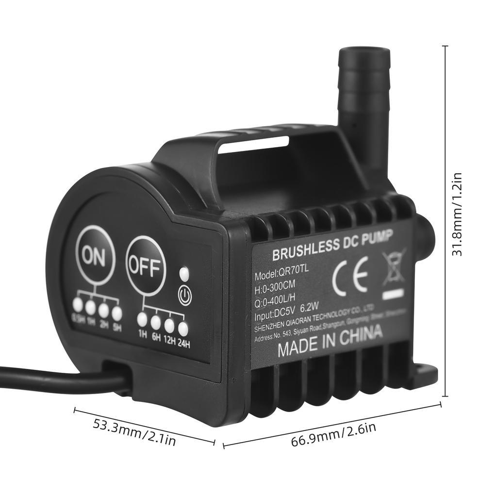5-V-Mini-USB-Wasserpumpe mit 4-Gang-Ein-/Aus-Timing-Beschleunigungs- und Verzögerungsfunktion für Tankteich-Aquarium-Haustiertrinkwasser