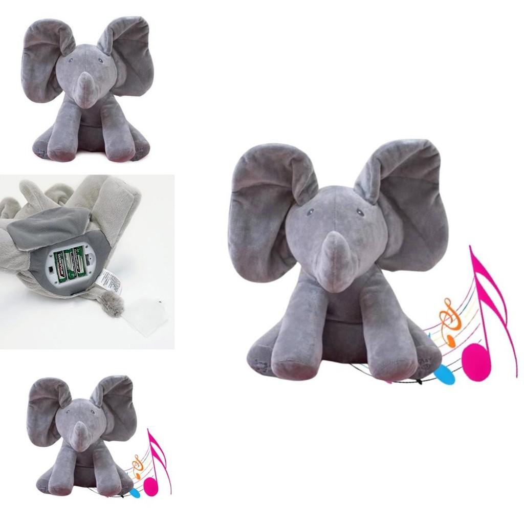 Peluche Cantante Nascondino Pelle di Elefante con Imbottitura in Cotone PP per il Gioco dei Bambini