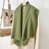Simple literary and artistic yarn with sunscreen, elegant shawl, women's solid color square short fringed temperament scarf