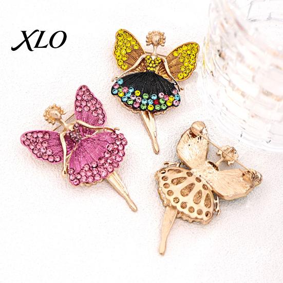 Shirt Accessory Sparkling Rhinstone Ballet Fairy Brooch, Winged Dancer Girl Alloy Lapel Metal Bag Pin Pin, Women Jewelry Accessories for Suit