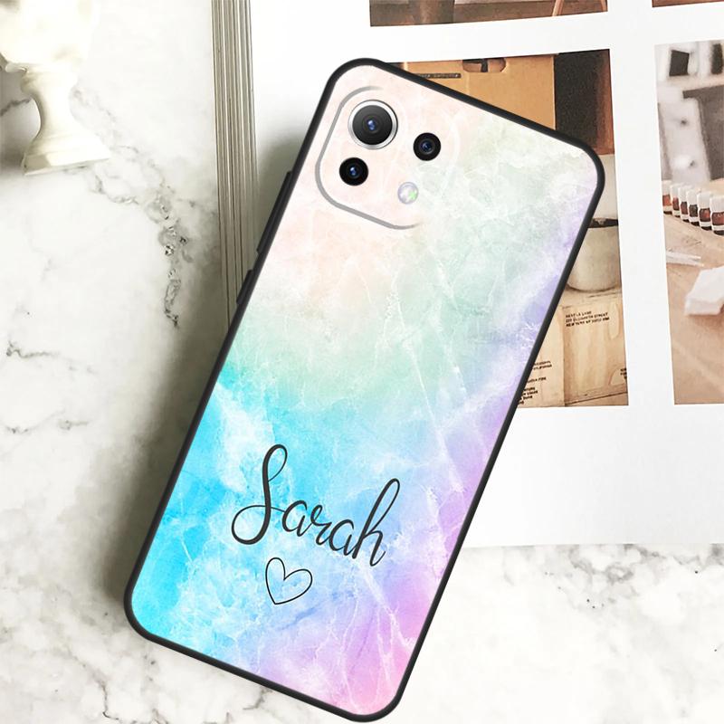 PERSONALISED initials name rainbow Case For Xiaomi 13 14 Pro Ultra 12 13 Lite 11T 12T 13T POCO F5 M6 X3 X5 X6 Pro F3 M5s Cover