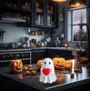 Halloween ghost statue resin ornament home decoration white ghost holding red heart figurine height 9cm width 7.3cm