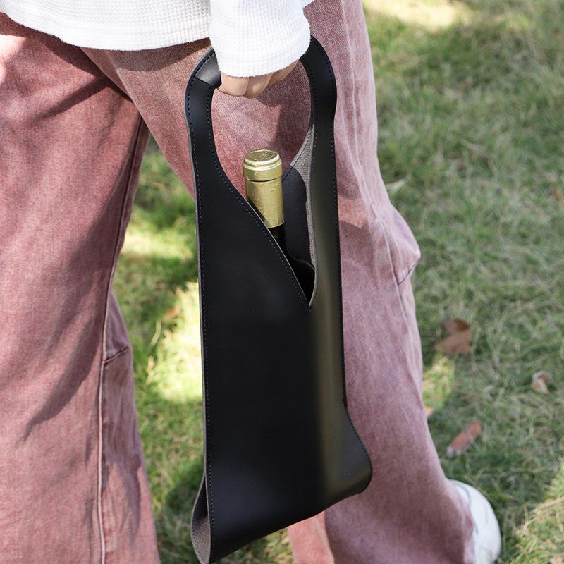 Retro PU Leather Red Wine Bag - Holiday Gift for Elders