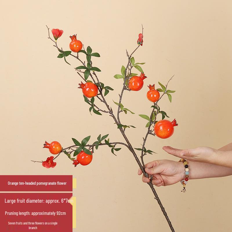 Artificial Pomegranate Persimmon Branch: Red Berry Fruit for Living Room or Entrance Hall Decoration - Chinese Style