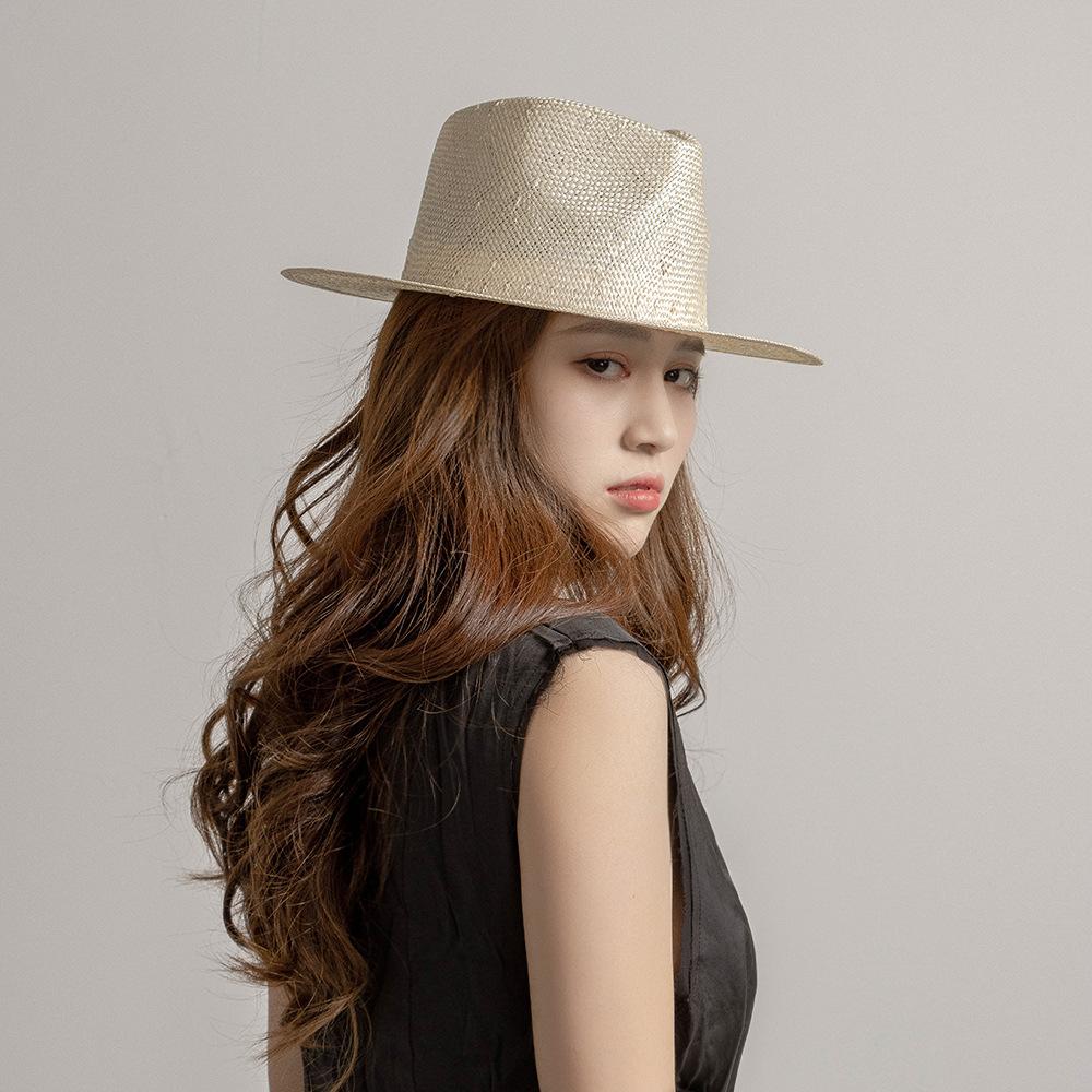 Spring and summer new fashion casual dyeing natural hand-woven sisal jazz hat outdoor travel sunscreen shading straw hat tide
