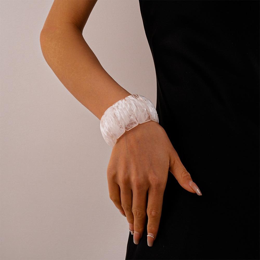 Wide Rectangle Irregular Wide Bracelet Smudging Retro Hand Ring Creative Acrylic Bangle  Lady Girls