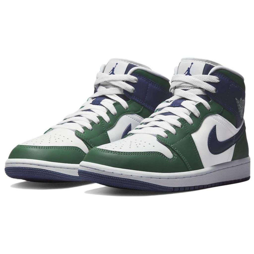 Air Jordan 1 Mid SE Noble Green Women Sneakers White Midnight-Navy DZ5326-300