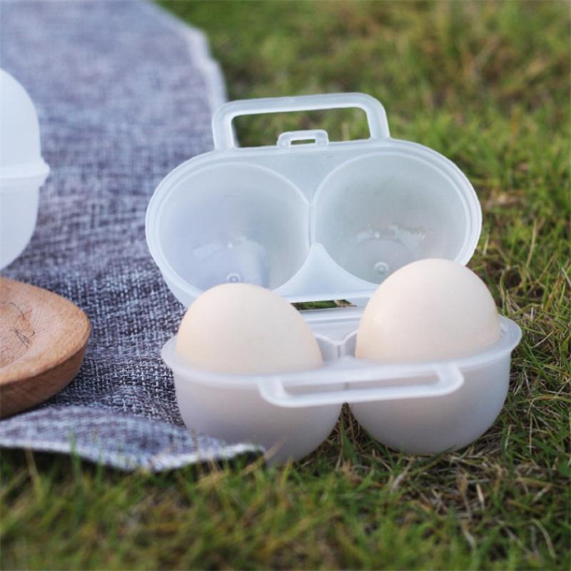 1PC 2-Cell Outdoor Portable Egg Box Plastic Egg Tray Refrigerator Egg Storage Box Shock-absorbing And Anti Drop Egg Loade