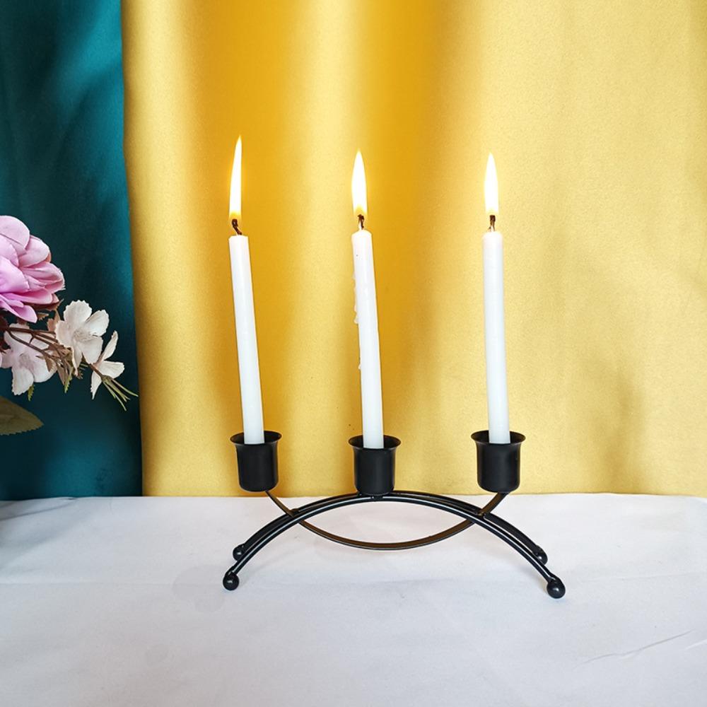 Metal Iron Candleholder Three Head Vintage Candelabra Candle Containers  Wedding Centerpiece