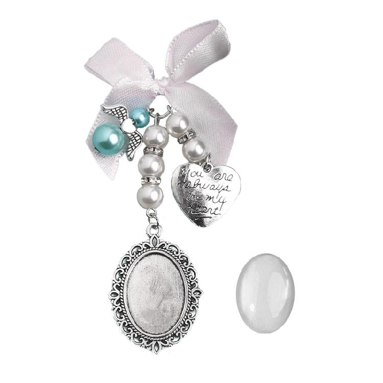 

Oval Bridal Bouquet Angel Charm Memorial Photo Charm You Are for Always on My He 1