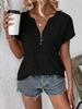 2026 Spring/Summer Women's Solid Color Zipper Short Sleeve Pullover T-Shirt Loose Top