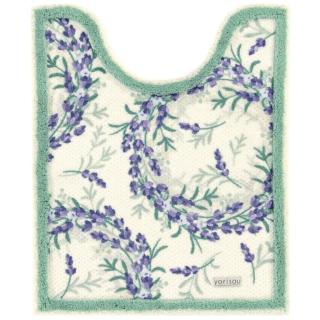 Senko Lavender Long Toilet 80 X 65 Green Floral Antibacterial and Odor Made In Product Number 32685 S.D.S. Mat, Approx. Cm, Print, Resistant, Japan,