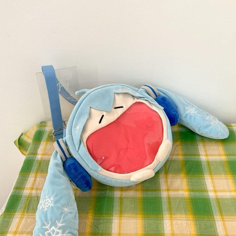 Cute girl two-dimensional cute little girl messenger bag doll backpack student schoolbag transparent bag