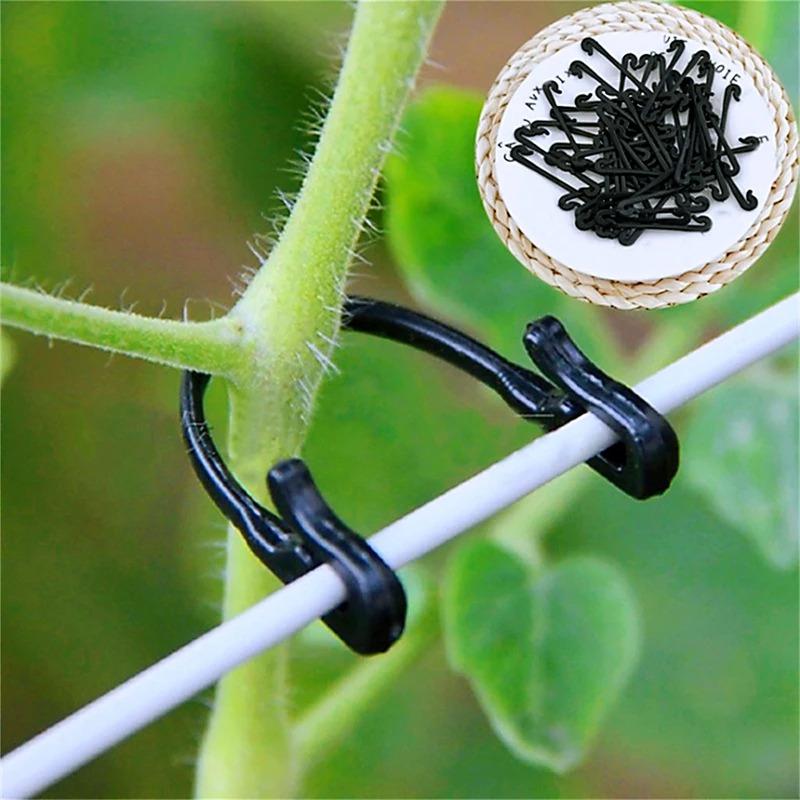 200pcs Vines Fastener Plastic Tied Buckle Hooks Gardening Grape Support Vegetable Strapping Clips Fixed Buckle Hook Plant Holder