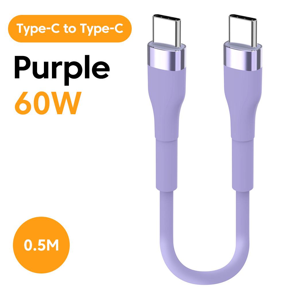 25CM 50CM Short Type C to USB C Cable PD60W Fast Charging For Iphone 17 16 15 Samsung Xiaomi Power BanK USB Type C Data Cable