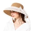 Fashion Bow Lace Straw Hat Women's Sweet and Cute Big Brim Mesh Shade Sunscreen Straw Shade Hat
