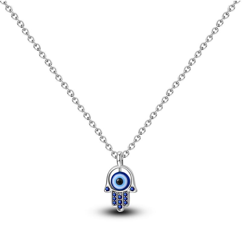 New Sterling copper Moon Protective Hand Pendant Chain Necklace 925 copper Charm Necklace for Women Fine Zircon Gift