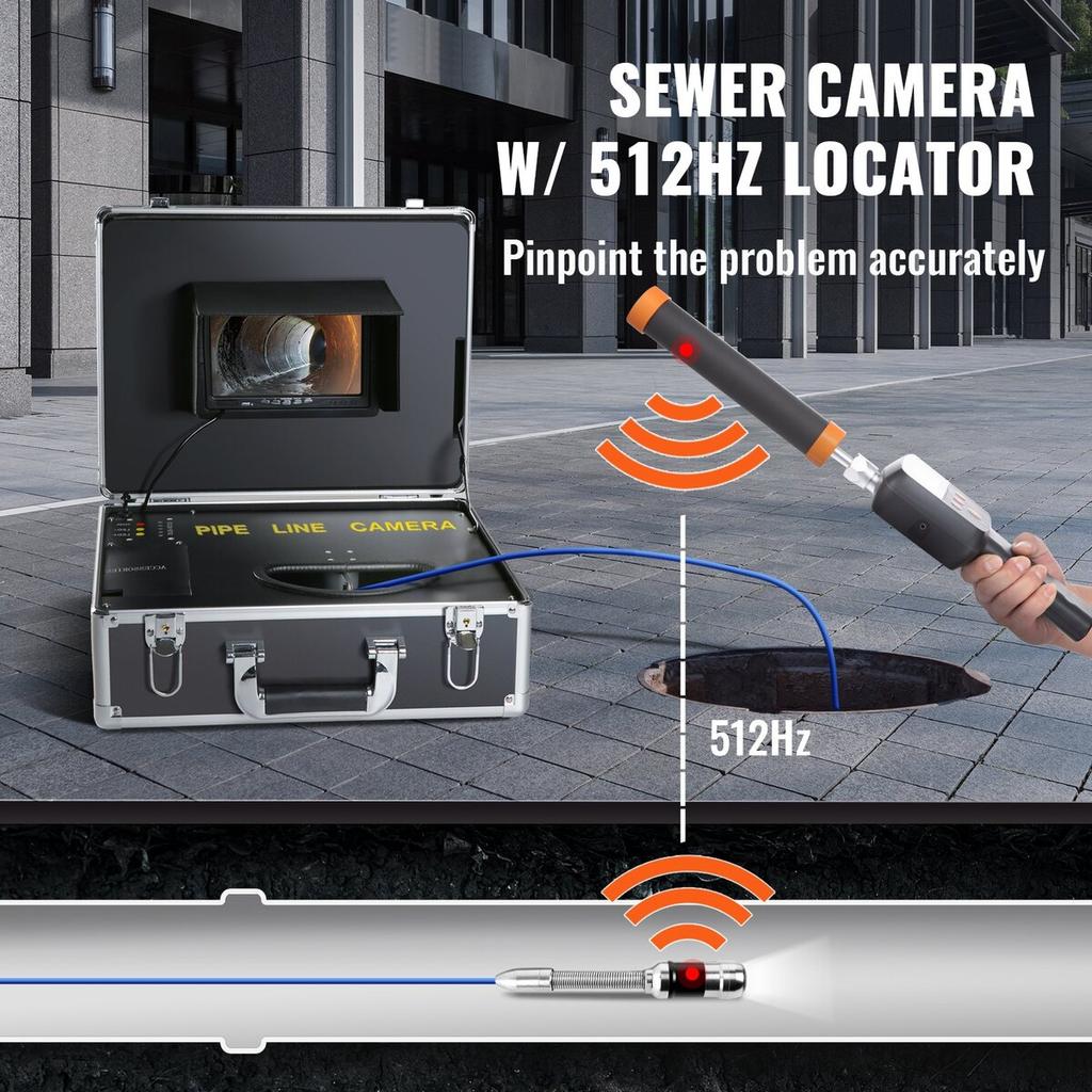 Sewer Camera Pipe Inspection Camera 7-inch Screen 1000TVL Camera 131ft