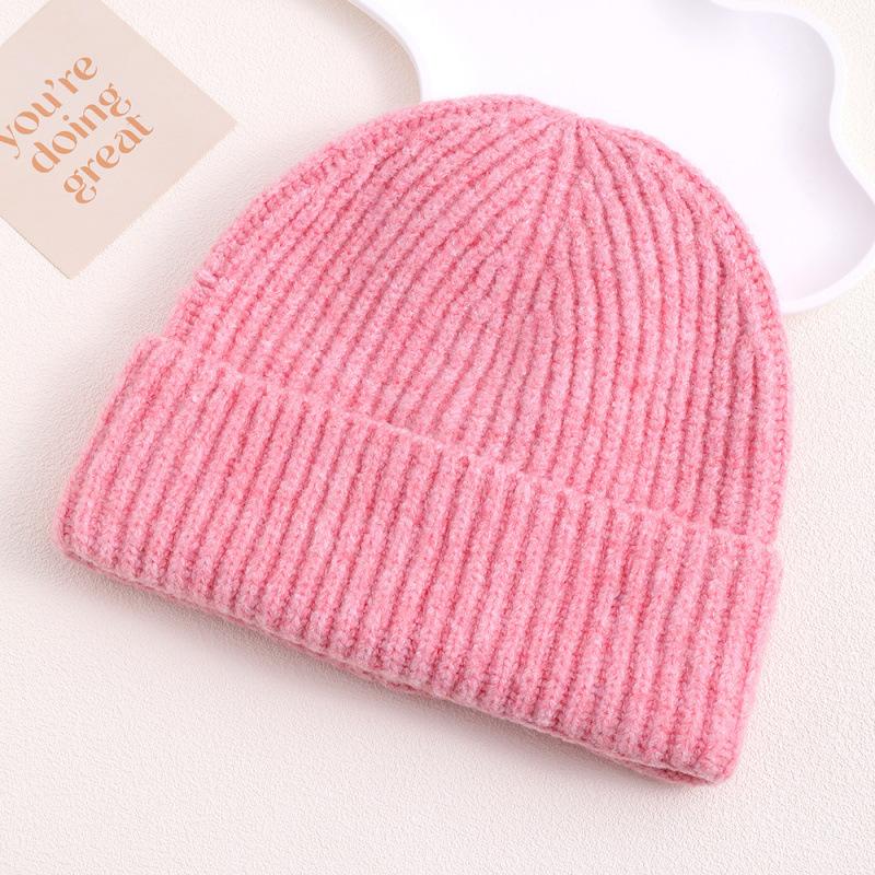 Solid Color Wool Hat Autumn and Winter Thickened Warm Knitted Hat Fashionable Versatile Cold Hat Simple Pullover Brimless Warm Hat