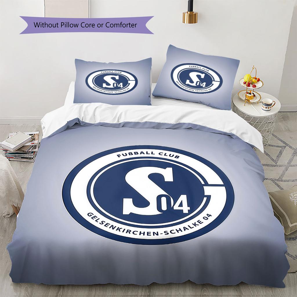 Set Copripiumino Trapuntato con Logo Schalke Federa Decorazione per la Casa Regalo di Compleanno (1 * copripiumino + 2 * federa, senza nucleo)