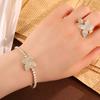 ZAKOL Luxury Brilliant Full Micro-inlaid Zircon Leaf Flower Bracelet Ring for Women Buling CZ Engagement Wedding Party Zircon