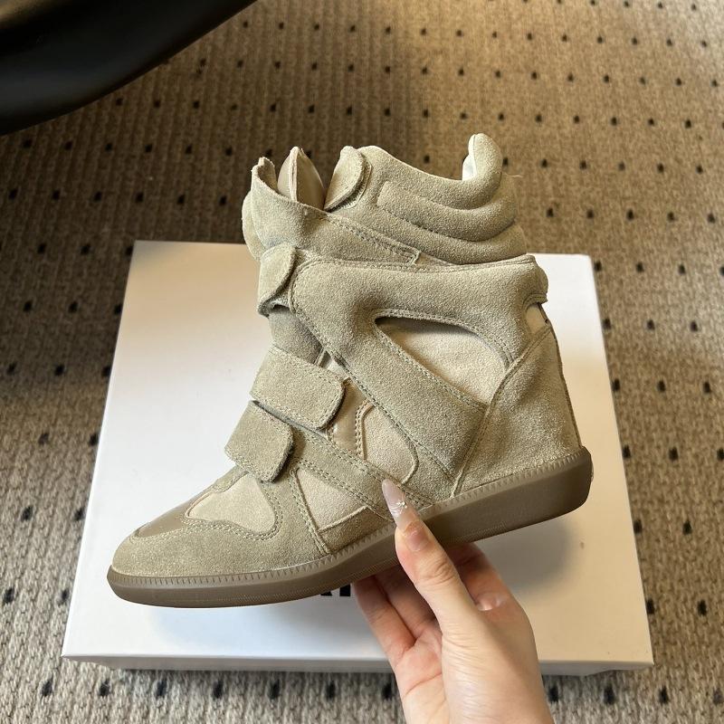 New Autumn and Winter Hidden Inner Heightening Versatile Velcro High-top Flat-soled Sports and Casual Shoes