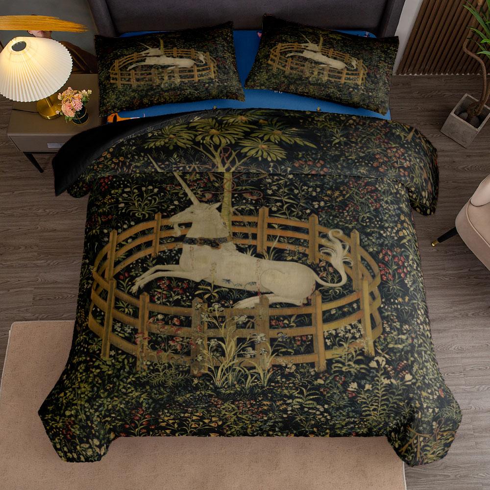 Unicorn in captivity Duvet Cover Set UK Single Double Queen US Twin Full King Size Among Bed Linen Set