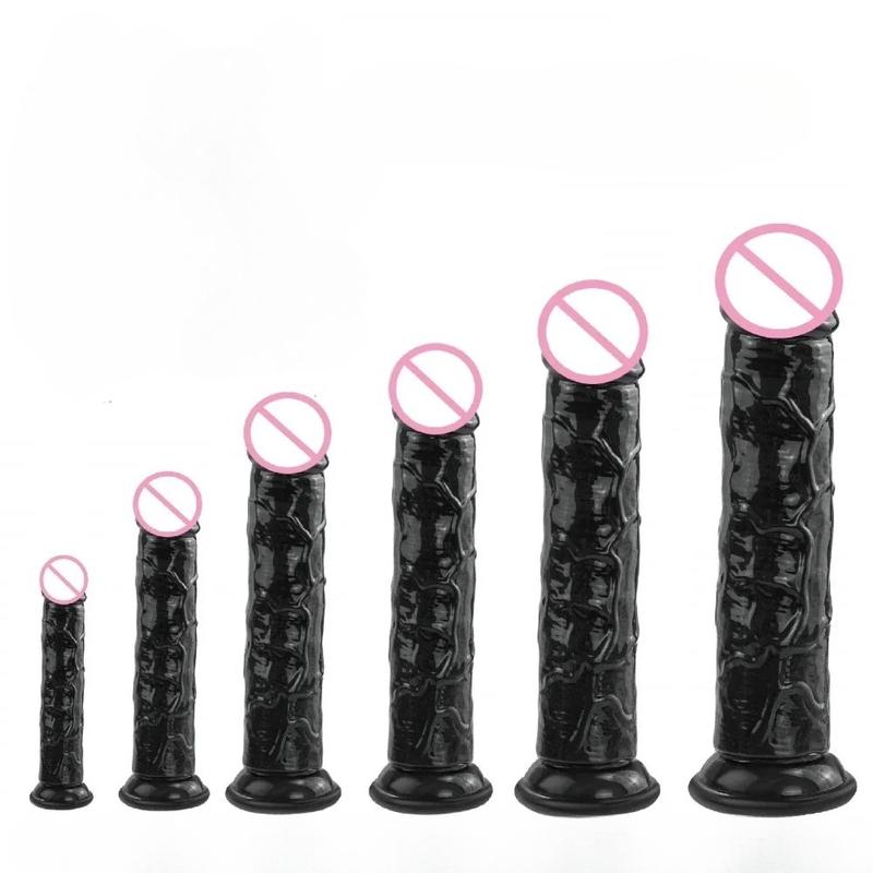 Female Masturbator Butt Plug Vagina Clit G-Spot Masturbation Sex Toy for Women 6sizes Black Dildos Wiht Suction Cup Ddildo Penis