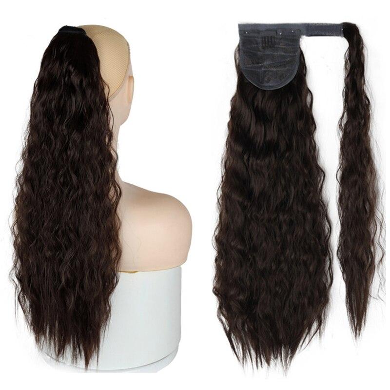 

MISS WIG Довгий кінський хвіст для темношкірих жінок Синтетичний 22-дюймовий кучерявий хвіст навколо чорного кінського хвоста.