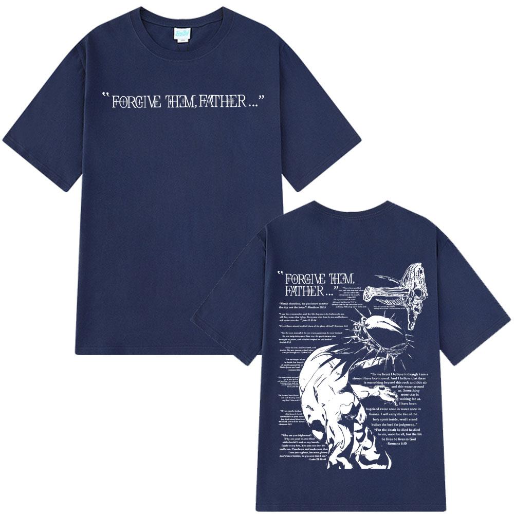 2025 Summer Forgive Their Father Bible Christian Religion Jesus Retro Tshirt Mens Cotton Casual Tshirt Street Wear