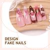 24 Pieces Long Pointed Wearing Nail 3D Three-dimensional Flower Fake Nail Patch French Manicure Gold Pure Handmade Wearing Nail