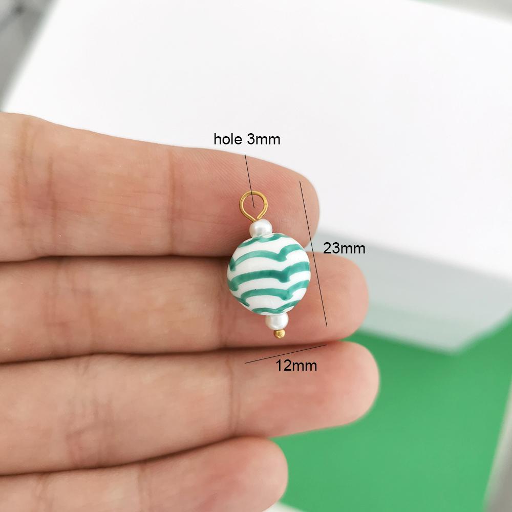 1pc Ceramics Pendant Charm Fish Heart Flower Conch Star Fruits Necklace Stainless Steel Geometric Imitation Pearl