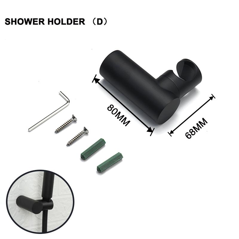 Matte Black Round/Square Brass Shower Head with Adjustable Shower Holder and 1.5M Stainless Steel Hose Bathroom Accessories