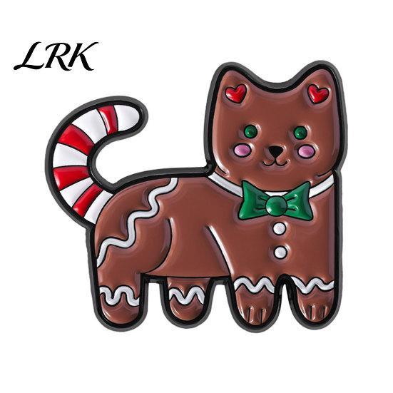 Soft Painting Enamel Pin Brooch Pin, Gingerbread Man Design Lapel Glaze Bright Color Stable Clamping Badge with Standard Safety Christmas Colors