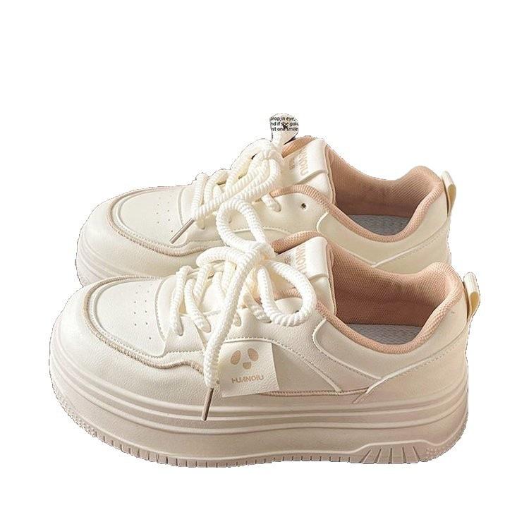 Spring New Heightening Little White Shoes Female Versatile Student Campus Muffin Shoes High Value Retro Hong Kong Style Casual Board Shoes