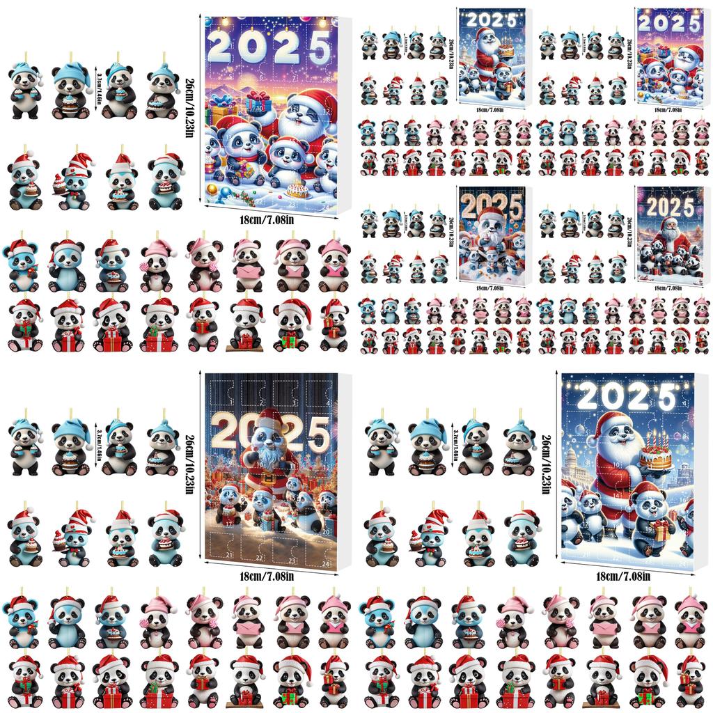 Christmas Panda Countdown Calendar With Acrylic Components For Holiday Decor Gift For Kids