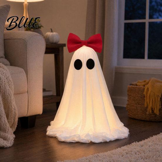 Ghost With Warm LED Lights Decoration Halloween Pink Bow Tabletop Ornament