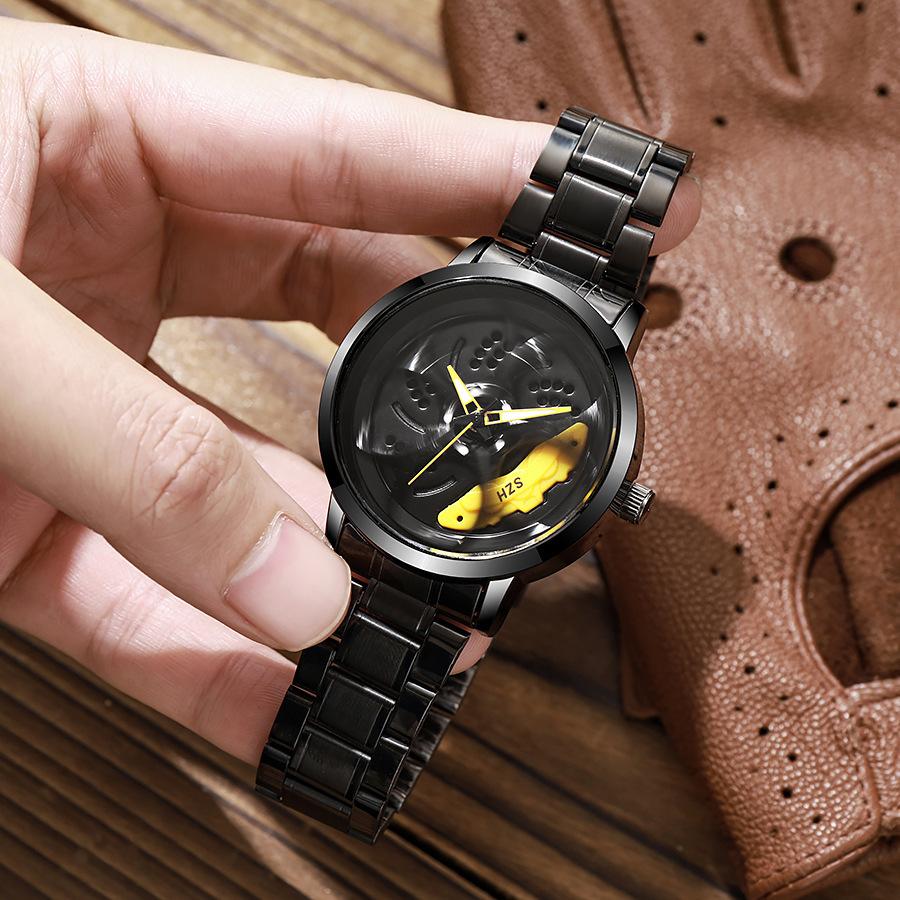 Cool Sports Car Wheel Hub Watch Inner Ring Rotatable Men'S Wheel Quartz Watch Fashion Trendy Men'S Watch