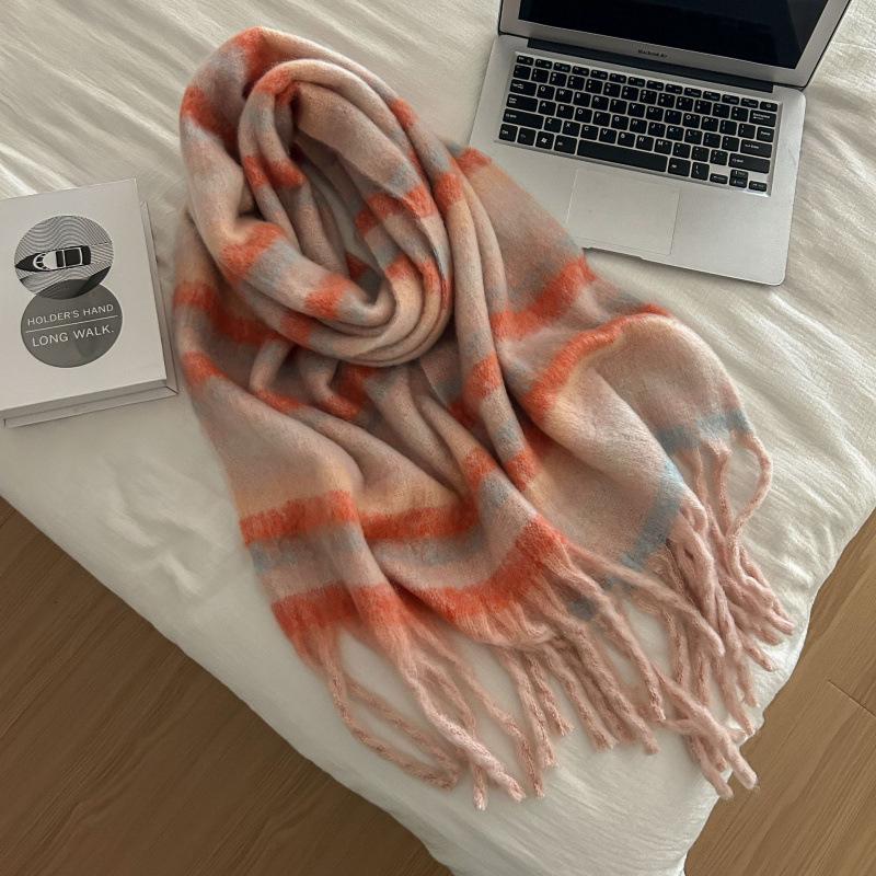 High-End Plaid Shawl for Women - 2025 Autumn/Winter Korean Style Thickened Imitation Cashmere Scarf