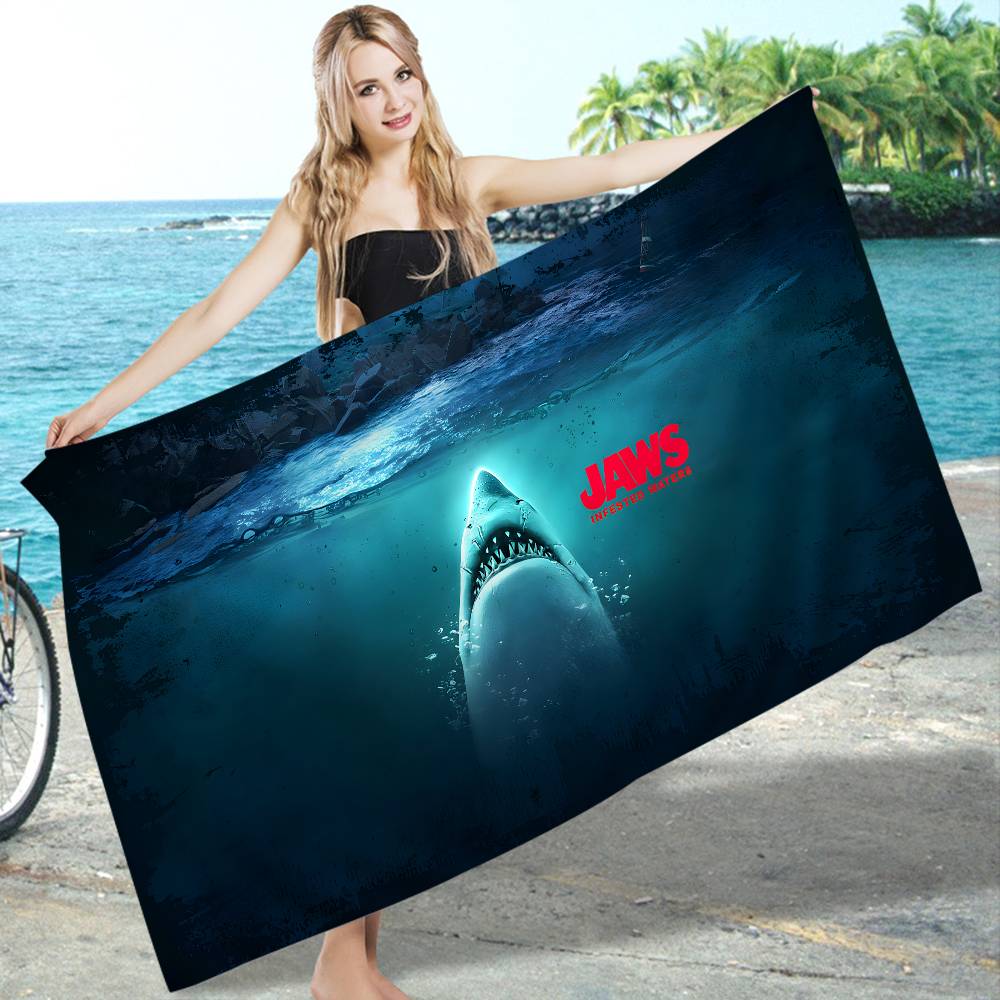 Classic Thriller Movie J-Jaws Beach Towel Colorful Bath Towels For Girl Microfiber Quick Dry Custom Sand Free Beach Gym Pool