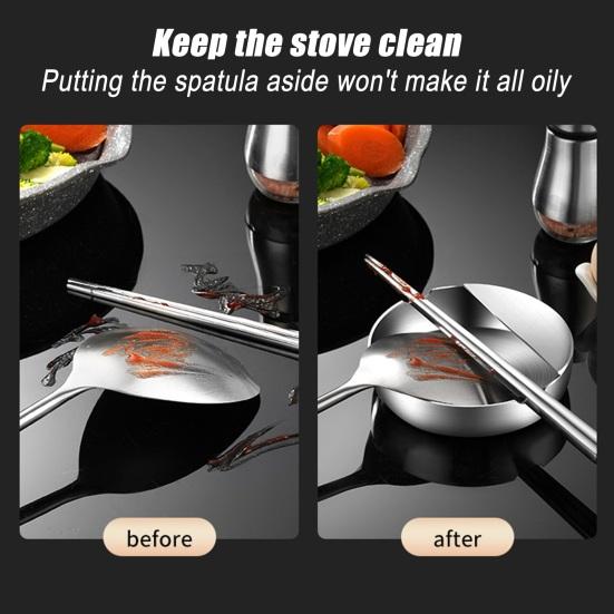 Stainless Steel Spoon Rest for Kitchen Countertop Cooking Utensils Holder Rack for Sauces Easy Clean Spoon