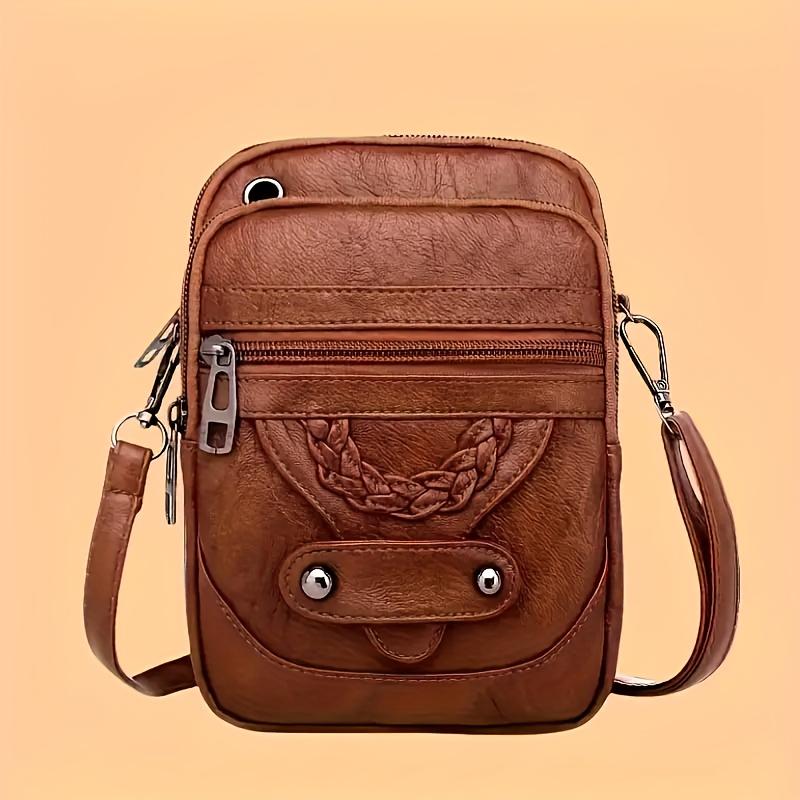 

Multi-Layer Crossbody Bag for Women with Adjustable Shoulder Strap And Multiple Zip Pockets for Storing Personal Items And Mobile Phone коричневый