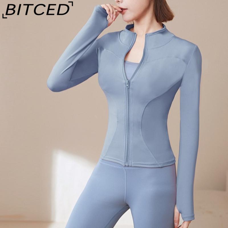 BITCED Summer Sun Protection Quick-Dry Sports Jacket Stand-Up Collar Stretch Slim-Fit Running & Fitness Top