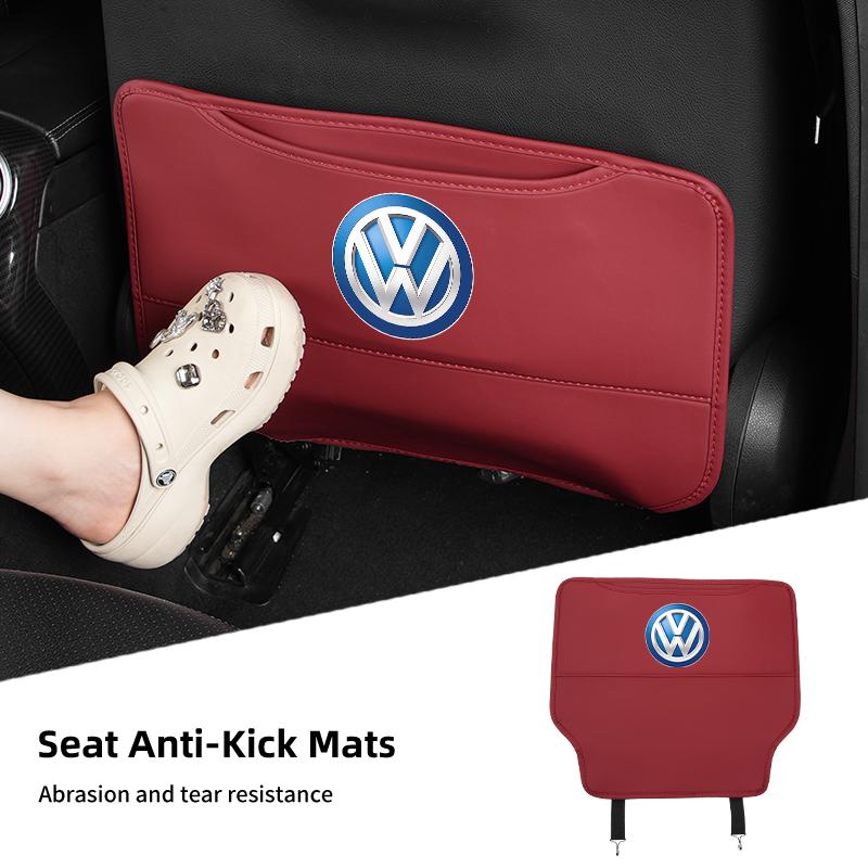DOG1 Car Leather Half-Cover Seat Anti-Kick Mats Pad Storage Pouch For VW Golf Jetta Passat Golf 5 7 Tiguan Scirocco Sagitar Magotan