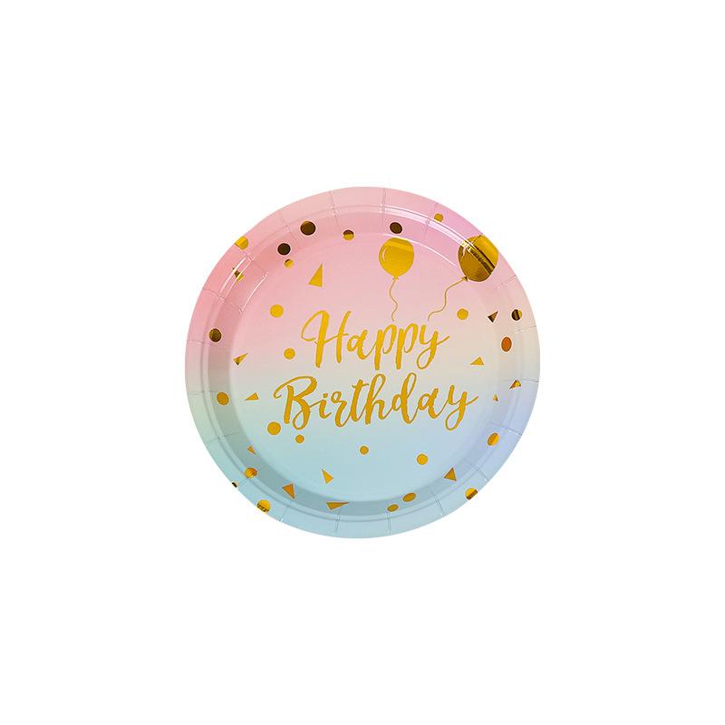 Pack Of 16 Disposable Plate Set Pink Bronzing Polka Dots Birthday Party Cutlery Cupcake Plate