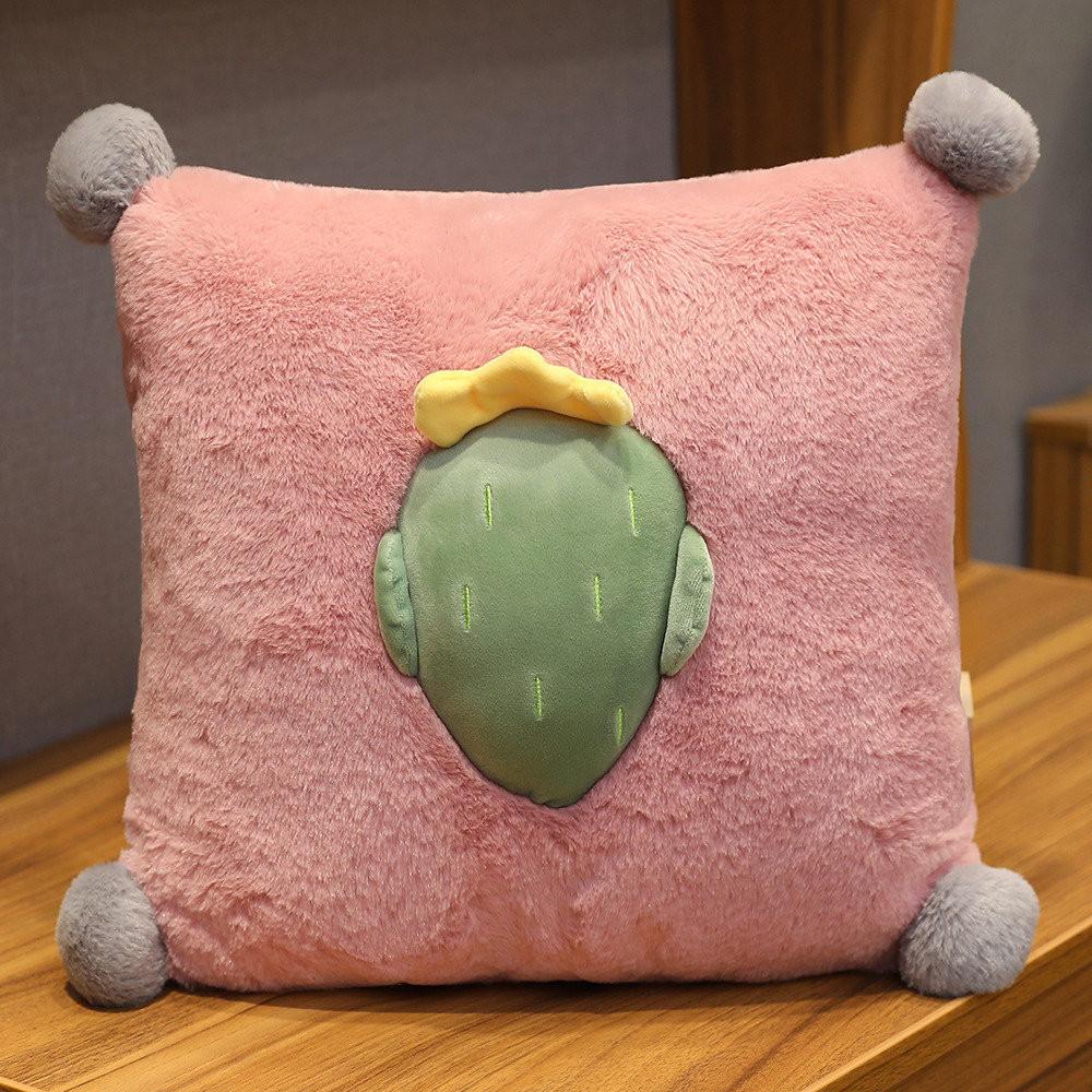 3in1 Fruit Pattern Pillow Blanket Carrot Cactus Pineapple Plush Toy Decoration