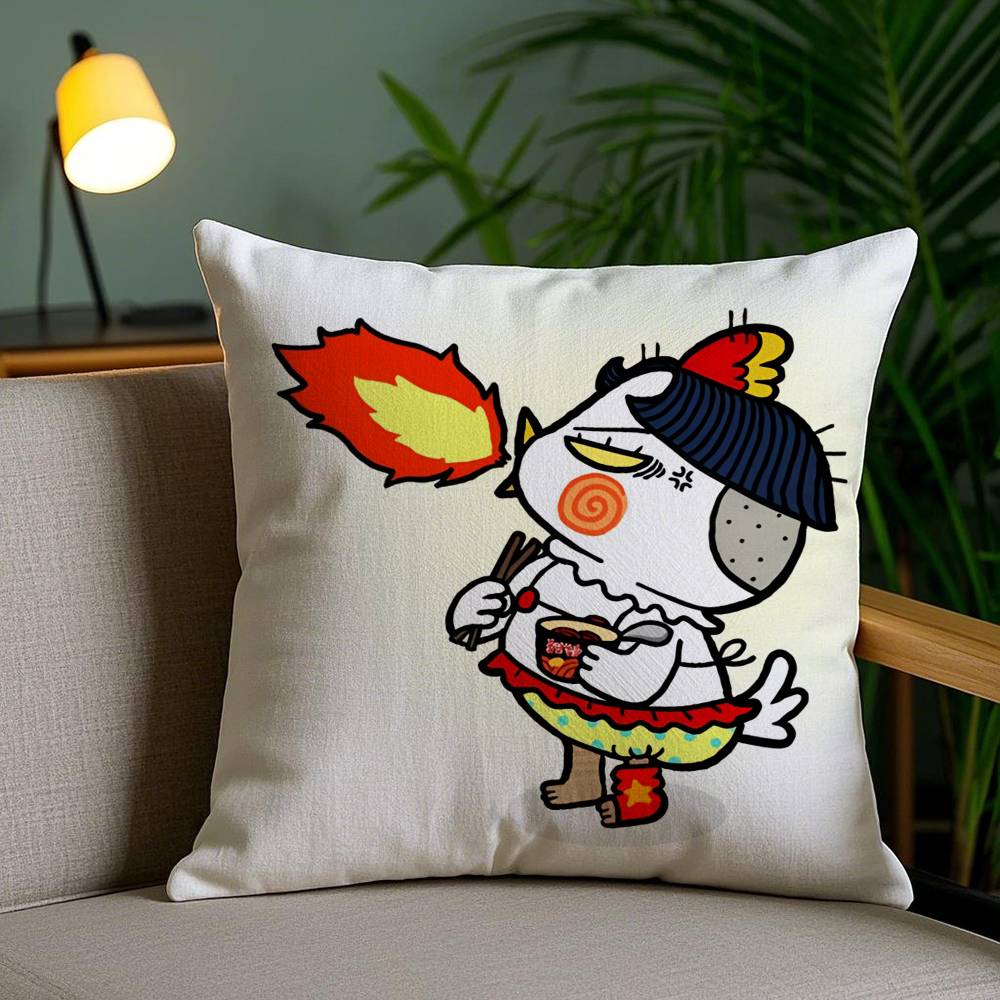 Kwaii Anime B-Buldak RameSn Pillow Case Sofa Short Plush Double-sided HD Printing Room Home Office Gift Cushion Cover