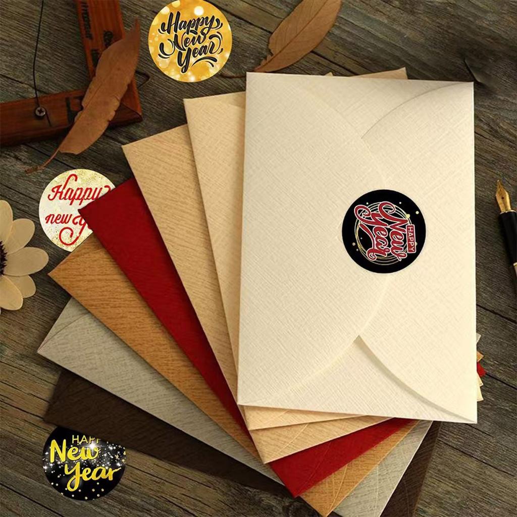 500 Counts Happy New Year Sticker Round Sealing Sticker for Christmas Card Letter Envelope Self-Adhesive Wrapping Labels