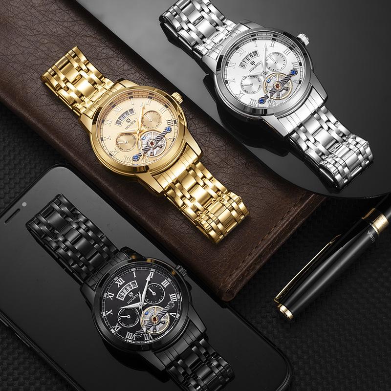 Fashion Men'S Watch, Simple Atmospheric Tourbillon Quartz Watch Fashion Business Steel Belt Watch